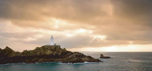 Corbière Lighthouse at sunset, Jersey